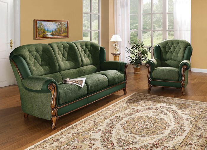 Polsterm&ouml;bel mit edlen Holzchatosen GR&Uuml;N