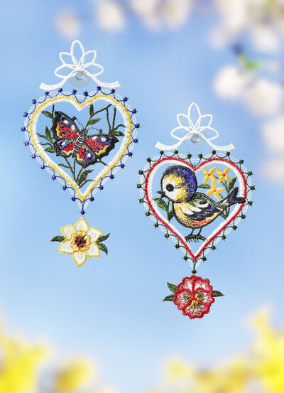 Plauener Spitze Fensterbild, 2er-Set 