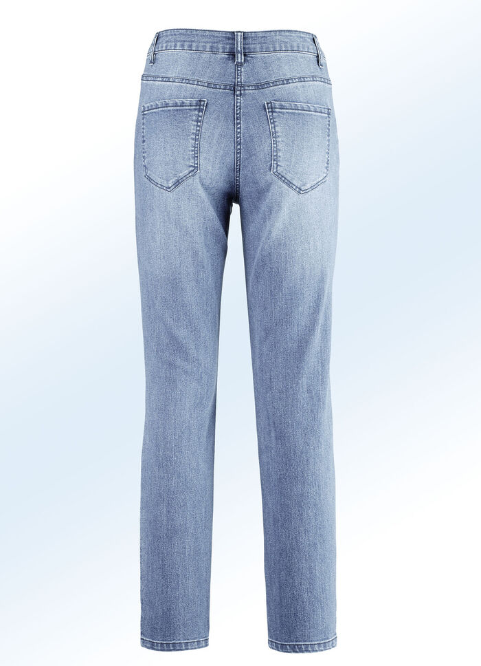 Jeans mit aufwendig gearbeiteten Destroyed-Effekten HELLBLAU