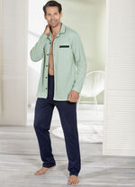 Schlafanzug, durchgeknöpft mit offenen Beinabschlüssen 