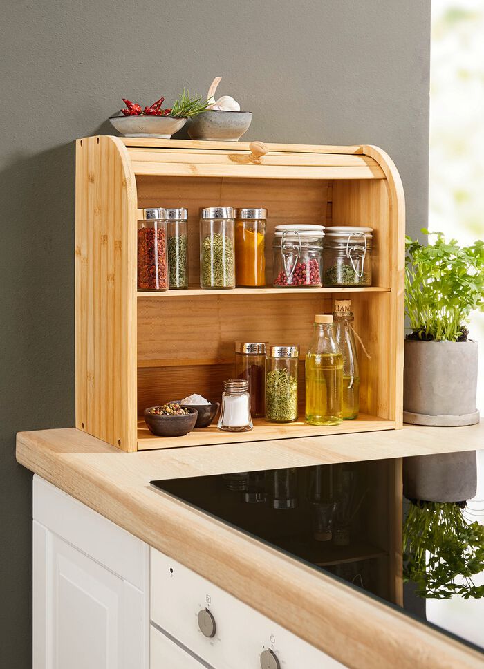 Rolladen-Regal aus Bambus 