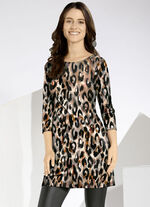 Strick-Tunika mit Druck in Tierfelloptik 