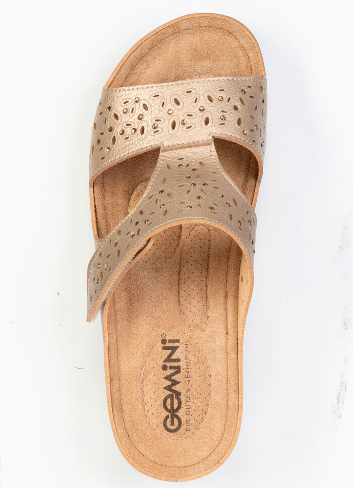 Gemini, bequeme Damen-Pantoletten, Weite G, mit Klettverschluss 