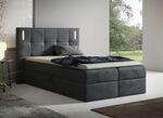 Boxspringbett mit LED-Beleuchtung und Topper ANTHRAZIT