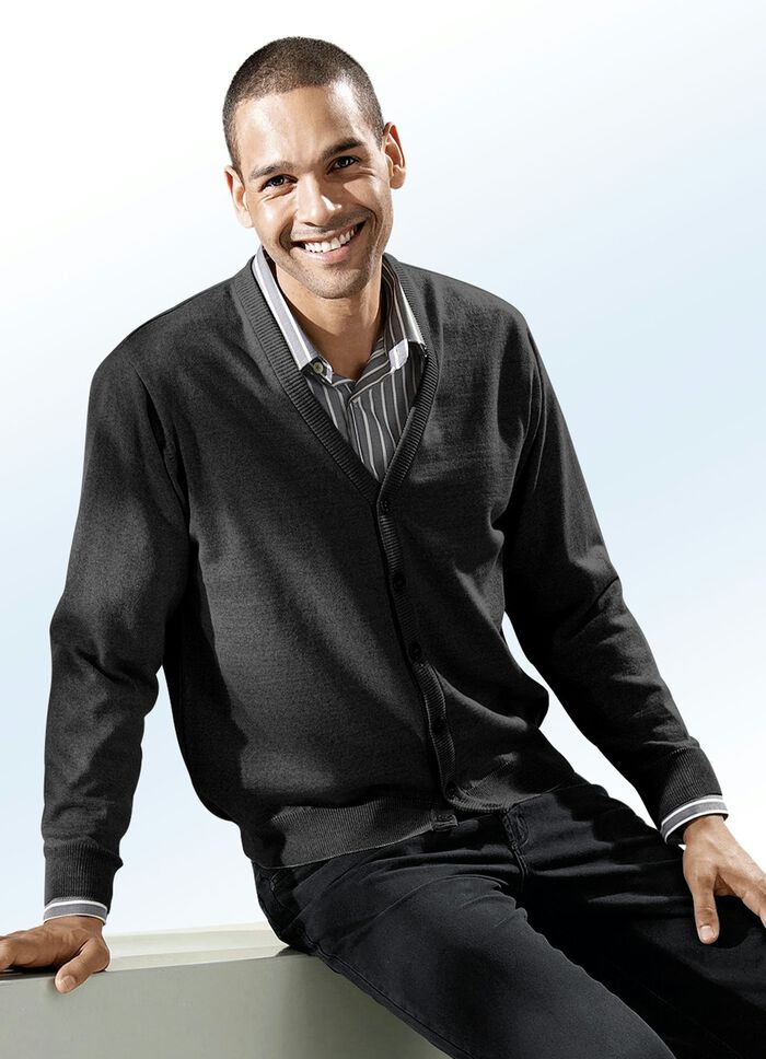 Cardigan in 3 Farben mit V-Ausschnitt SCHWARZ