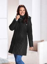 Kurzmantel mit Kunstpelz-Innenausstasttung in der Kapuze SCHWARZ