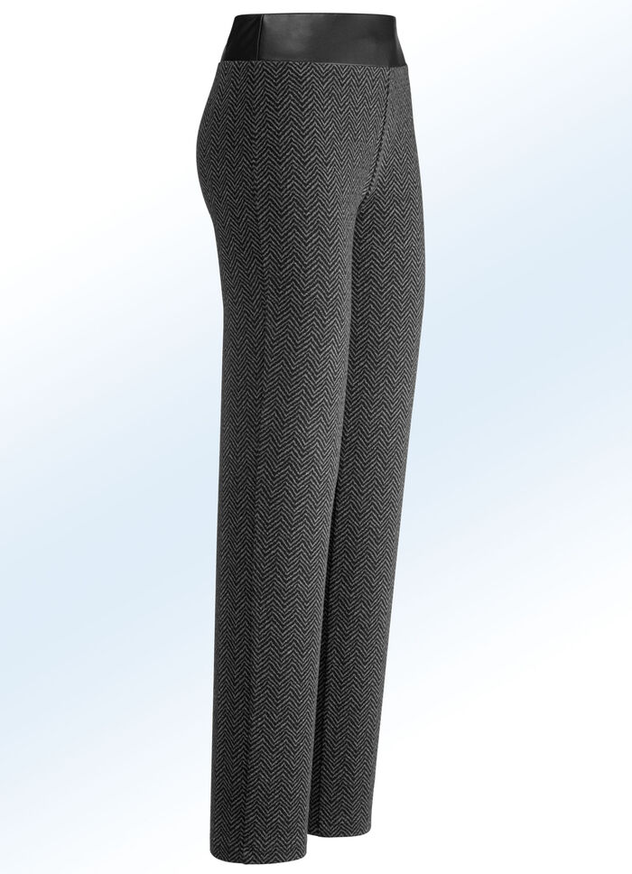 Hose in toller Fischgrat-Oprik SCHWARZ-GRAU