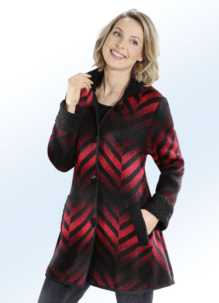 Long-Strickjacke in Garnmix und Farbverlauf