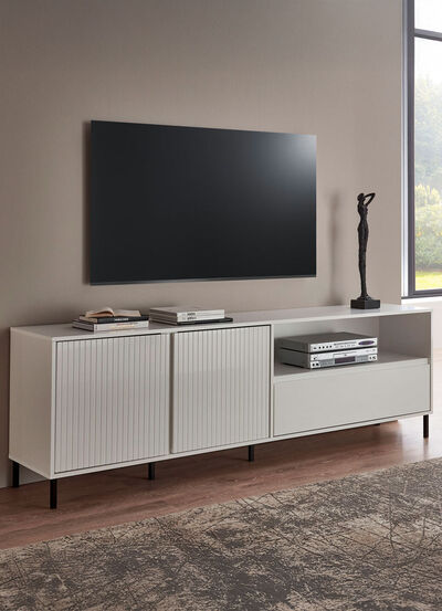 TV-Longboard mit aufwendiger Rillenfront 