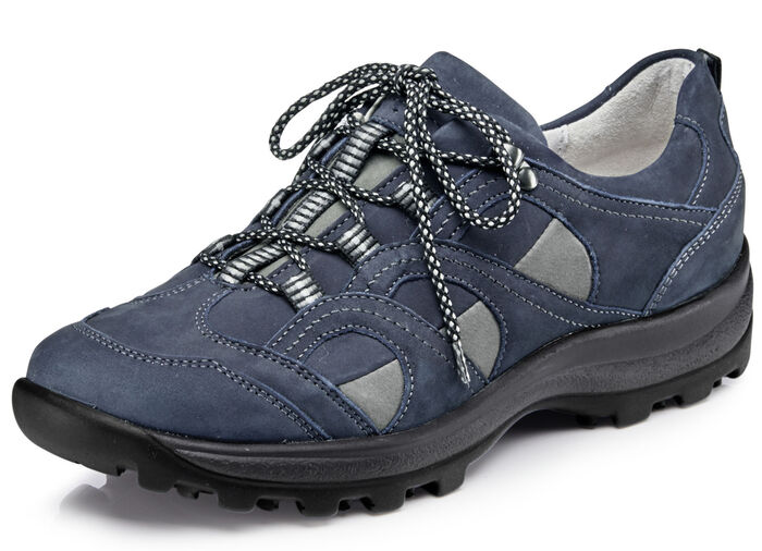 Waldläufer, sportliche Damen-Schnürschuhe, Weite H, mit herausnehmbarem Fußbett MARINE-GRAU
