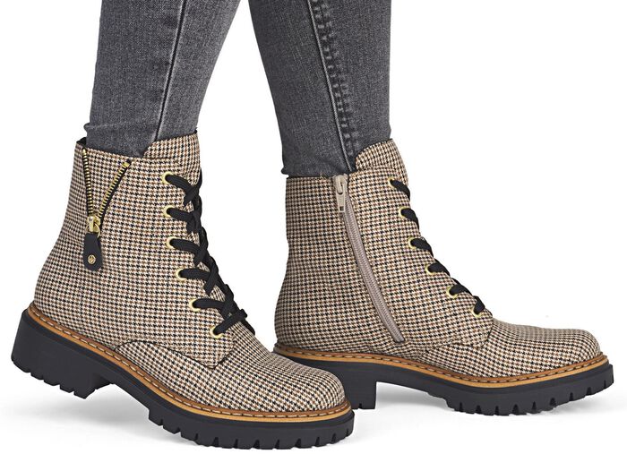 Rieker, trendige Damen-Stiefeletten, Winterschuhe, mit Rei&szlig;verschluss BEIGE-SCHWARZ
