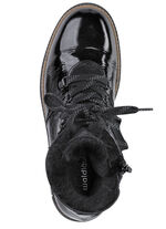 Waldläufer Schnür-Stiefelette mit kuscheligem Kragen aus Lammfell SCHWARZ