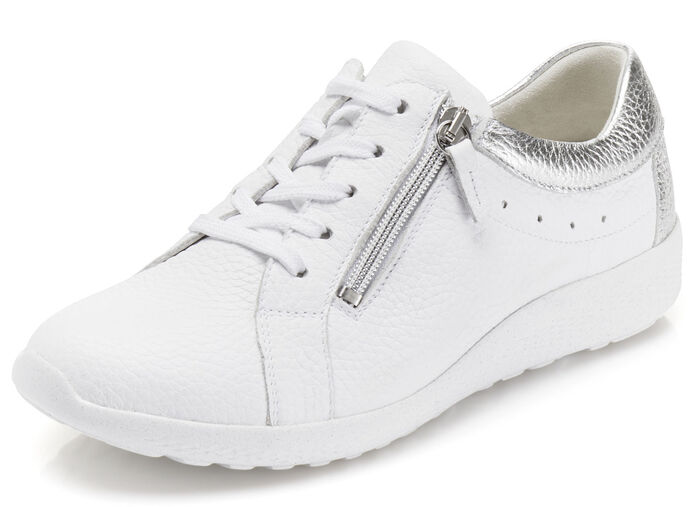 Waldl&auml;ufer, bequeme Damen-Schn&uuml;rschuhe, Weite K, mit herausnehmbarem Fu&szlig;bett WEISS-SILBER