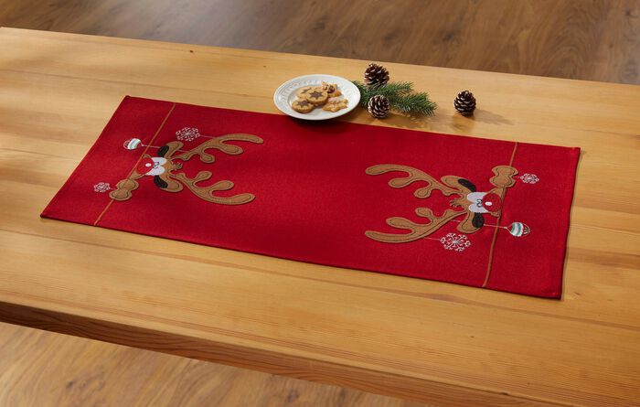Tisch- und Raumdekoration mit Elch-Motiven ROT