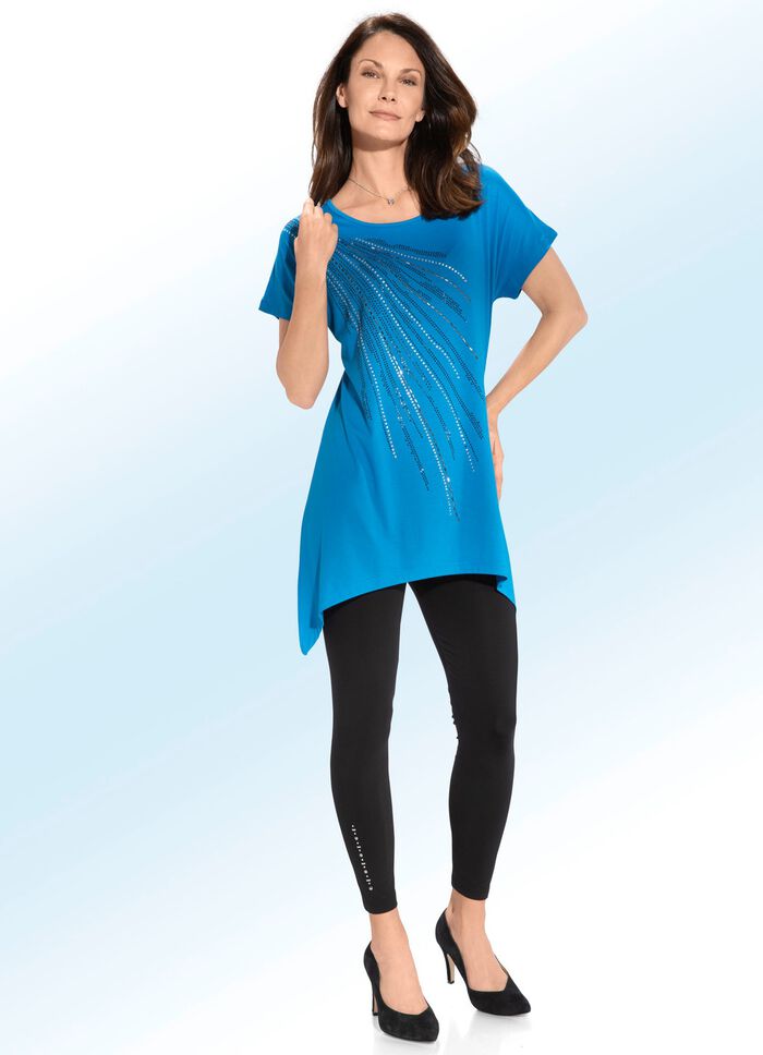Longshirt mit zipfeligem Saumabschluss AZURBLAU
