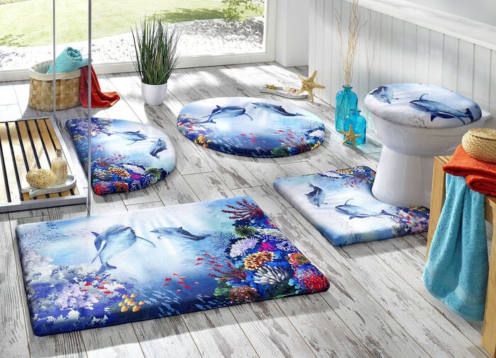 Badgarnitur mit Delfin-Motiv und CLOUD-STEP FUNCTION BLAU