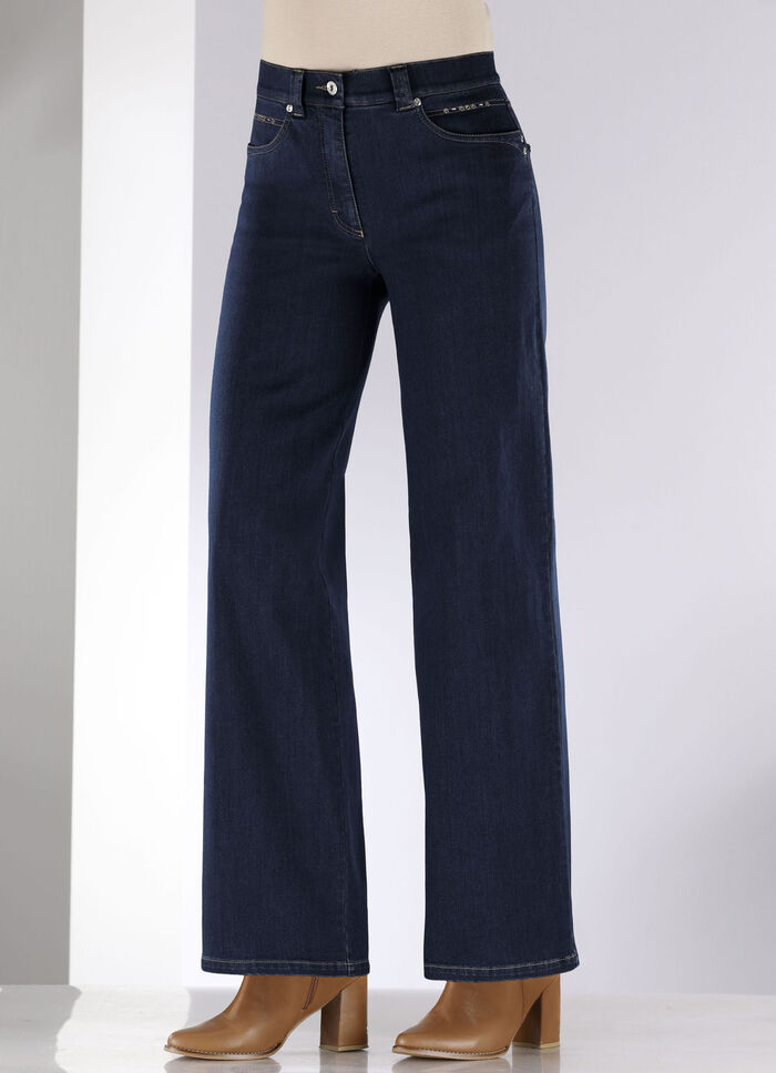 Jeans mit dezenter Strasszier DUNKELBLAU