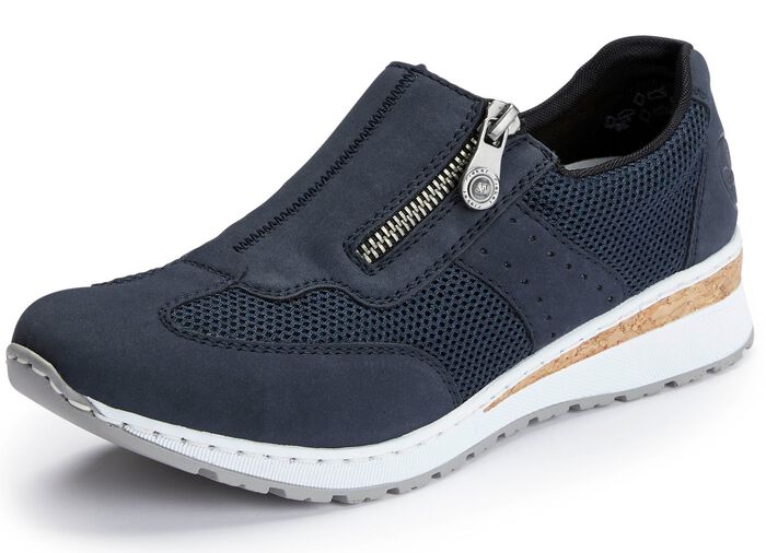 Rieker Slipper aus weichem Nubuk- und Textilmaterial 