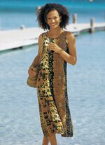 Kleid in hochwertiger Webqualität CAMEL-SCHWARZ