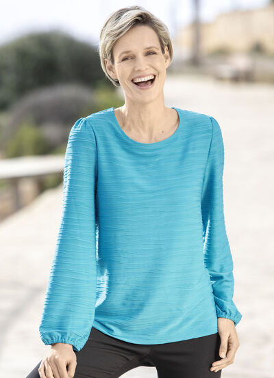 Shirt mit Gummizugabschluss an den Ärmeln 