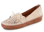 ELENA EDEN, sommerliche Damen-Slipper, Weite G, aus Leder BEIGE