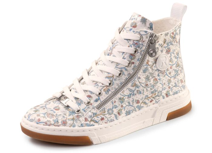 Rieker, modische Damen-Boots, Weite G, mit herausnehmbarem Fu&szlig;bett WEISS-BUNT