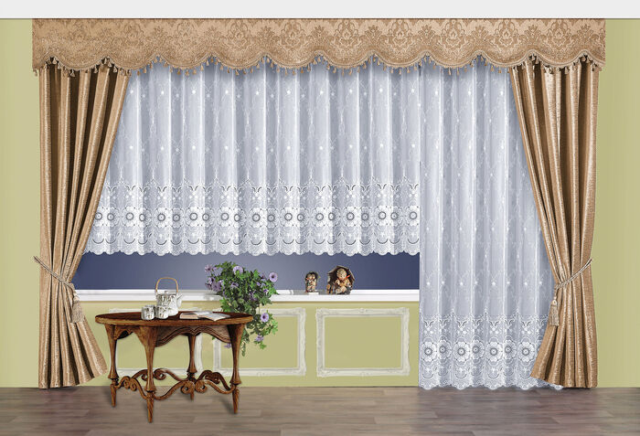 Schabracke mit Bommelborte BEIGE