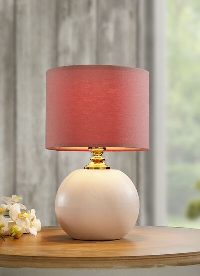 Keramik-Tischleuchte mit Textillampenschirm 