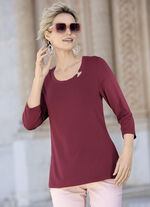 Shirt mit Zierring am Halsausschnitt in 2 Farben BORDEAUX