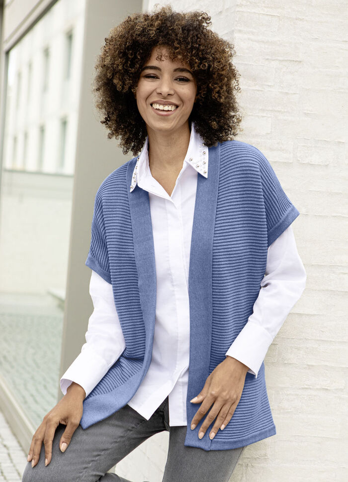 Strickweste mit Strukturmuster JEANSBLAU