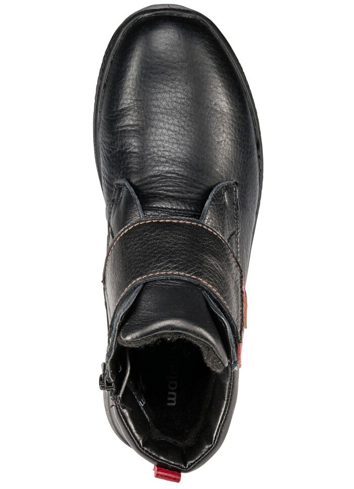 Waldl&auml;ufer, bequeme Damen-Stiefeletten, Weite H, mit herausnehmbarem Fu&szlig;bett SCHWARZ-ROT