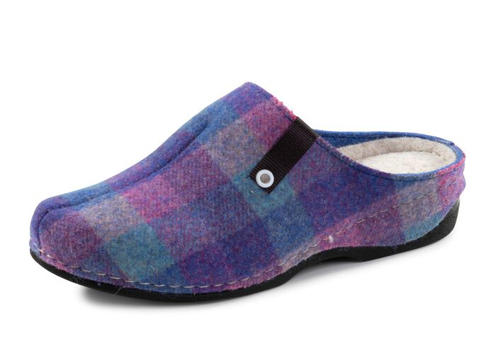 Laurina Pantoffel aus kariertem Textilmaterial 