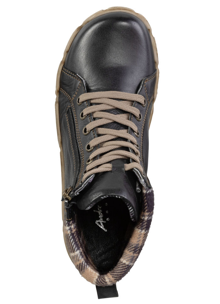 Andrea Conti Schnür-Bootie mit Schaftrand aus kariertem Textil SCHWARZ-BRAUN