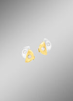 Satinierte Ohrstecker in Bicolor mit 4 Brillanten 