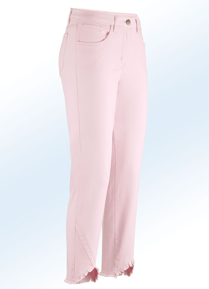 Hose in 7/8-Länge mit interessantem Fransenabschluss ROSÉ