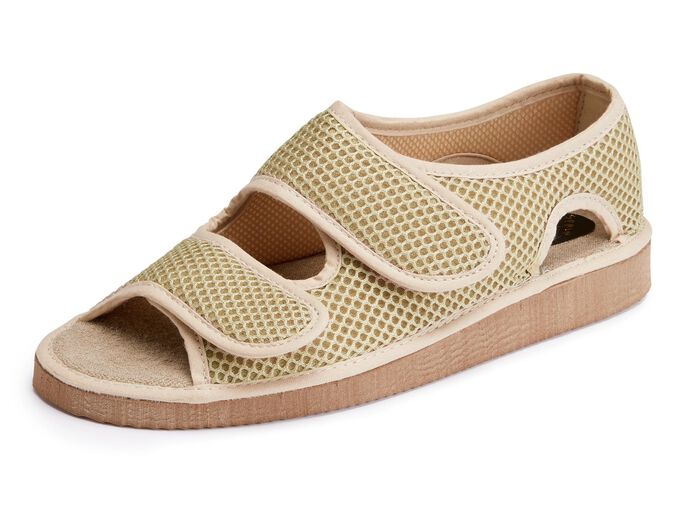 Bequeme Damen-Sandalen, Weite H, aus gepolstertem Textilmaterial 