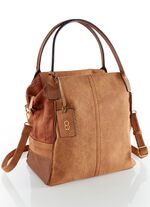 Collezione Alessandro Tasche aus teilweise reptilgepr&auml;gtem Veloursmaterial COGNAC