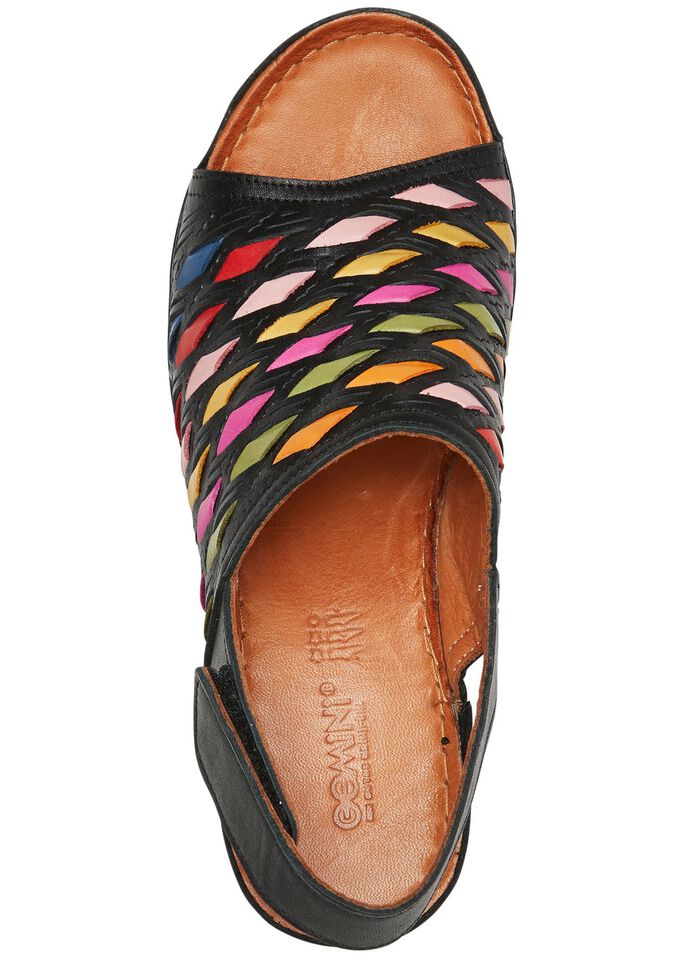 Gemini Sandalette mit raffinierten, bunten Flechtdurchz&uuml;gen SCHWARZ