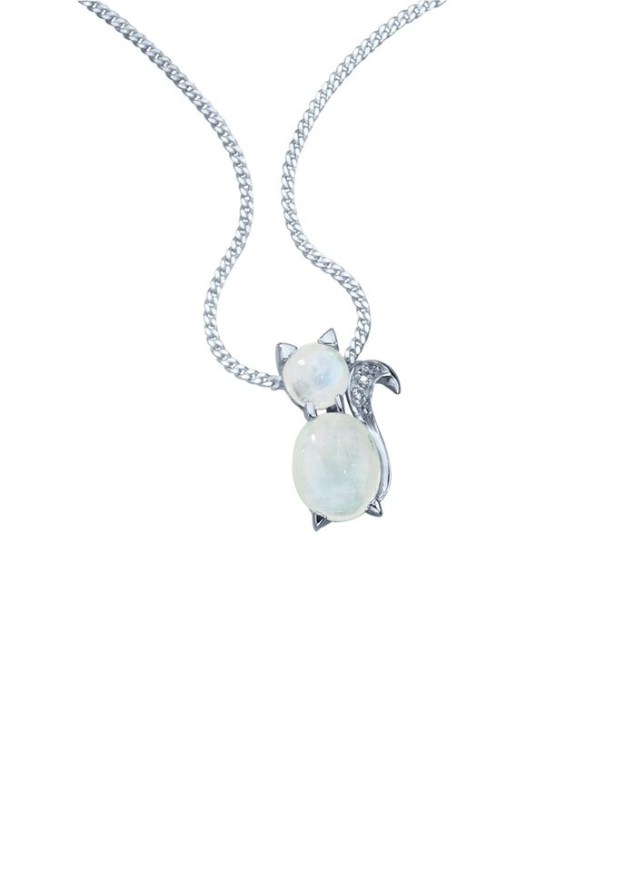 K&auml;tzchen Anh&auml;nger mit echten Mondsteinen 