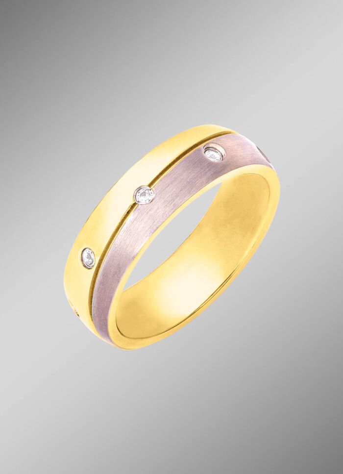 Damenring in Bicolor mit synth. Zirkonia 