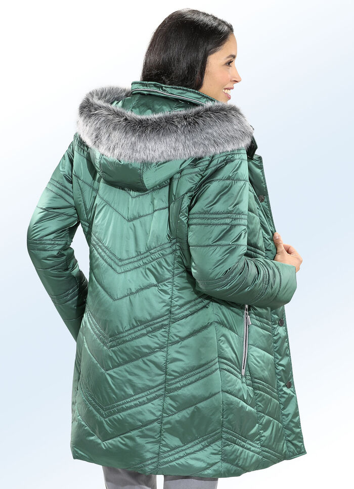 Longjacke mit abnehmbarer Kapuze 