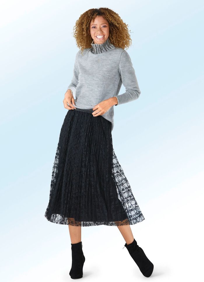 Plissee-Rock in floraler Spitzenoptik 