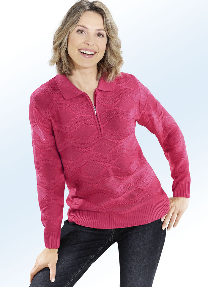 Pullover mit Wellenstruktur ROT
