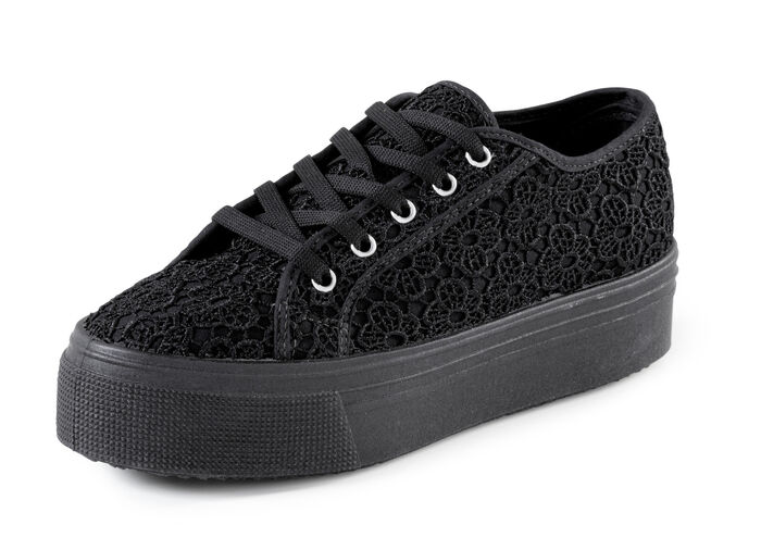 Elegante Damen-Schnürschuhe, mit herausnehmbarem Fußbett SCHWARZ