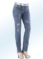 Jeans mit Steinchenapplikationen JEANSBLAU