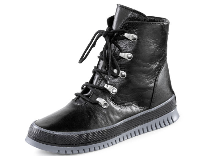 Gemini Schn&uuml;r-Bootie aus weichem Rind-Nappaleder SCHWARZ