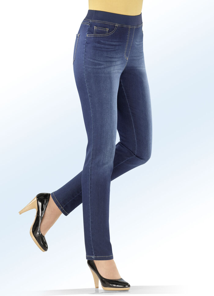 Power-Stretch-Jeans in Schlupfform JEANSBLAU