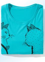 Shirt mit Kontrast-Druck in 2 Farben T&Uuml;RKIS