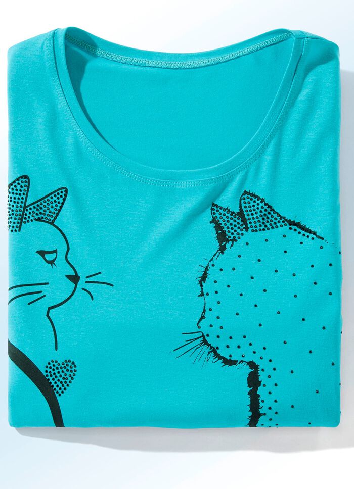 Shirt mit Kontrast-Druck in 2 Farben T&Uuml;RKIS