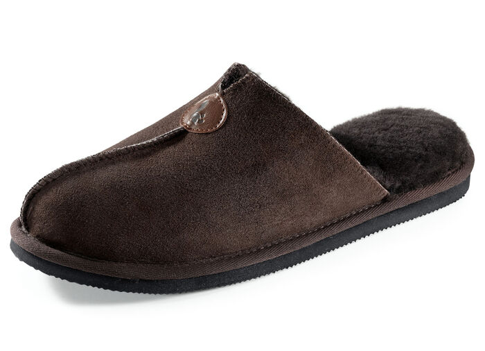 Pantoffel aus edlem Doubleface-Schaffell DUNKELBRAUN